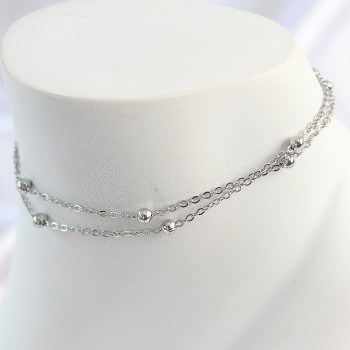 316L Çelik Gümüş Renk 2'Li Topçuk Detay Zincir Model Kadın Halhal