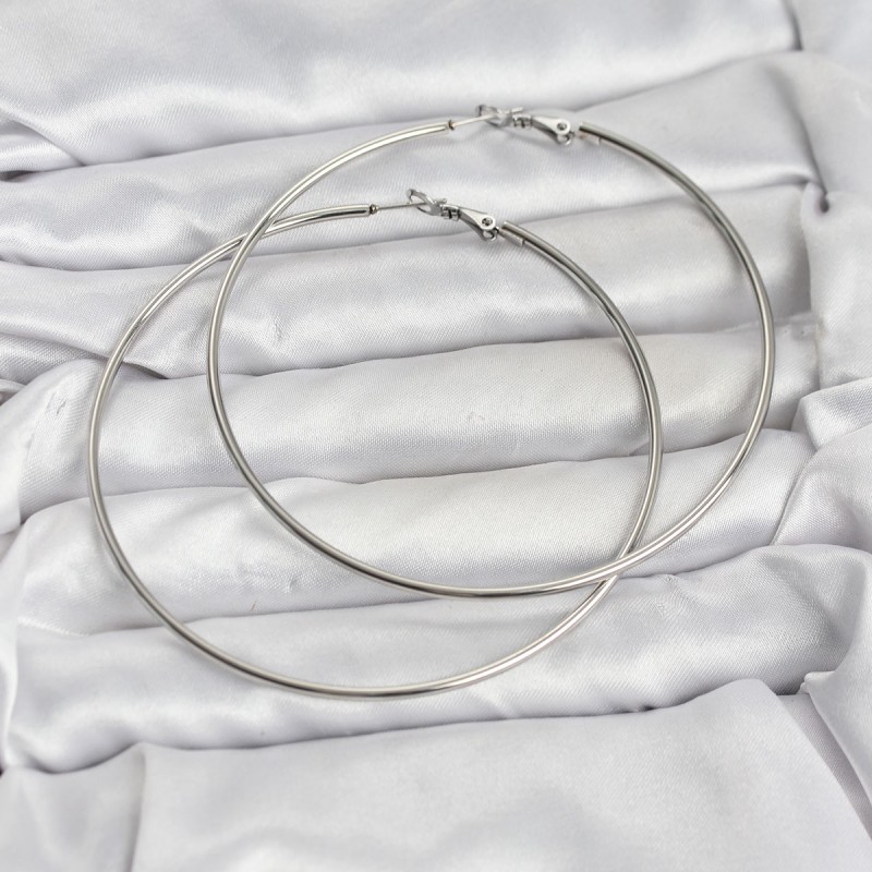 316L Çelik Gümüş Renk 75 mm Halka Küpe