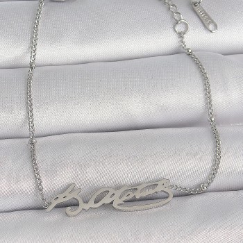 316L Çelik Gümüş Renk Atatürk İmza Model Kadın Bileklik