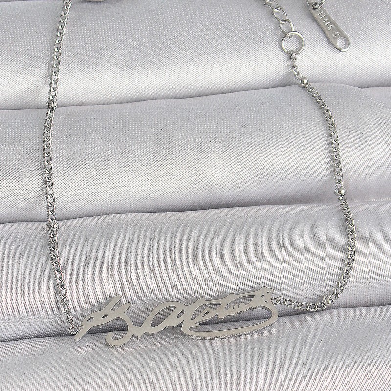 316L Çelik Gümüş Renk Atatürk İmza Model Kadın Bileklik