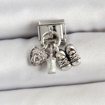 316L Çelik Gümüş Renk Bebek Konsept Nomination Charm