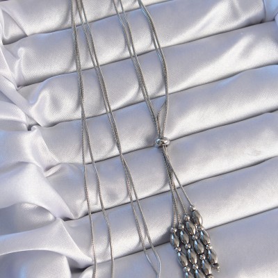 316L Çelik Gümüş Renk Boyu Ayarlanabilir Sallantılı Model Kolye