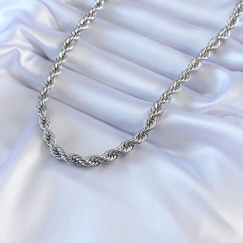 316L Çelik Gümüş Renk Burgu Model 45 cm Kadın Kolye