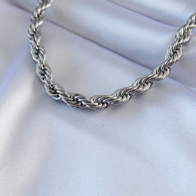 316L Çelik Gümüş Renk Burgu Model 45 cm Kadın Kolye