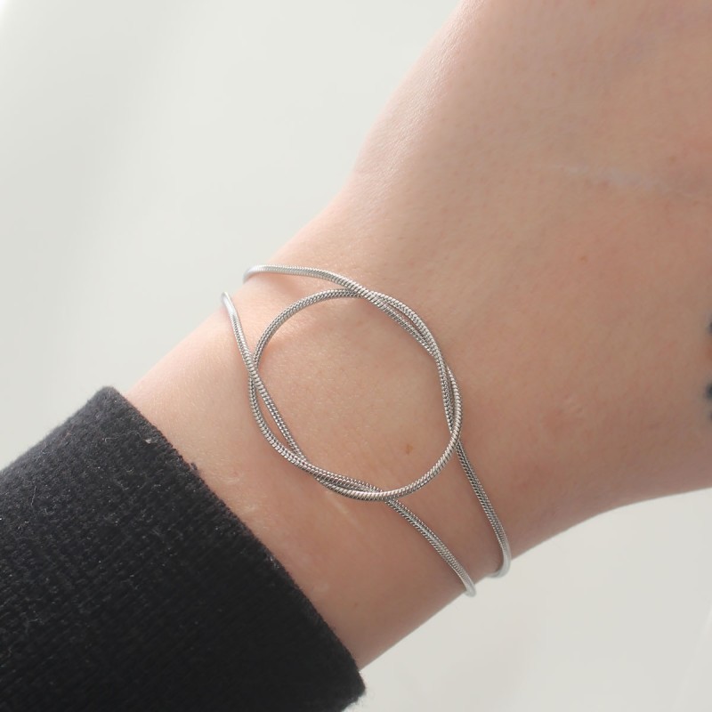 316L Çelik Gümüş Renk Düğüm Model Bileklik