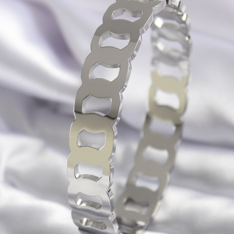 316L Çelik Gümüş Renk Geçme Halka Model Kadın Kelepçe