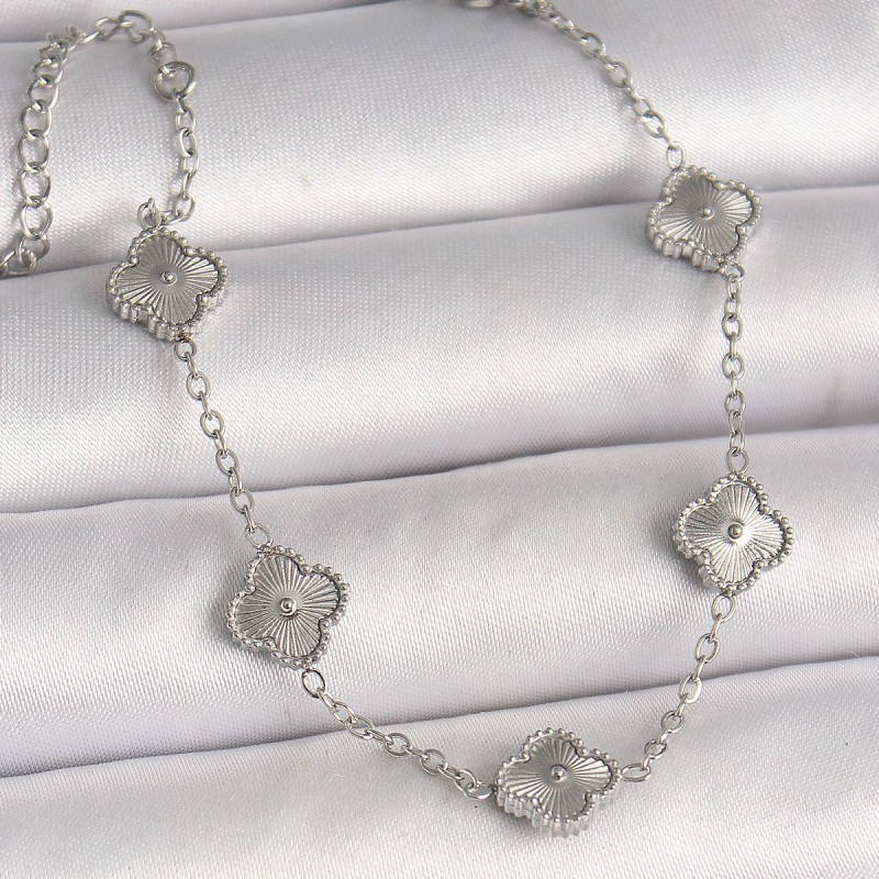 316L Çelik Gümüş Renk İşlemeli Baby Boy Yonca Model Kadın Bileklik