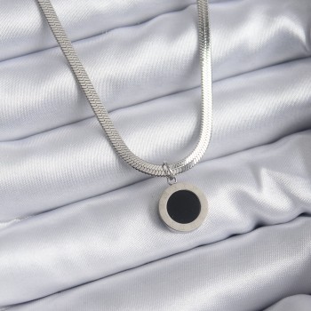 316L Çelik Gümüş Renk İtalyan Zincir Model İşleme Detay Kadın Kolye