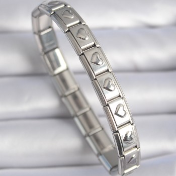 316L Çelik Gümüş Renk Kalp İşleme Nomination Charm Bileklik