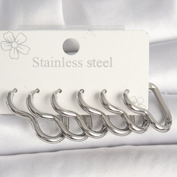 316L Çelik Gümüş Renk Kalp Model Kadın Küpe Seti