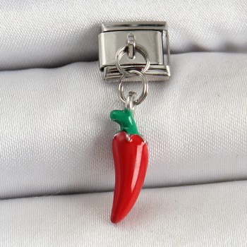 316L Çelik Gümüş Renk Kapya Biber Model Nomination Charm