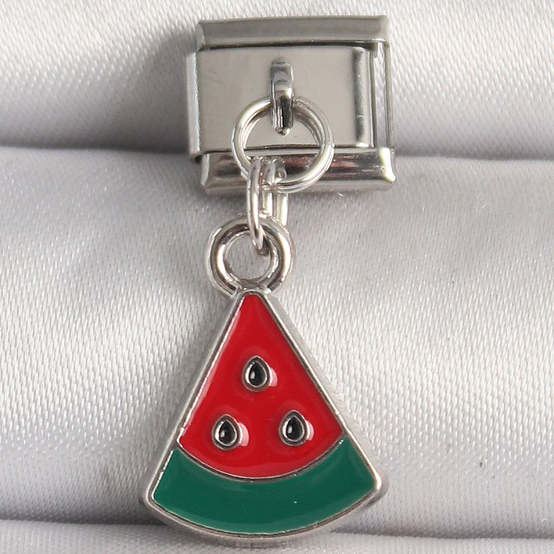 316L Çelik Gümüş Renk Karpuz Dilim Model Nomination Charm