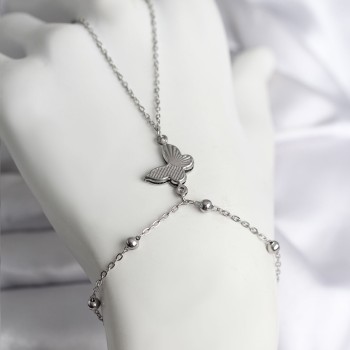 316L Çelik Gümüş Renk Kelebek Model Kadın Şahmeran