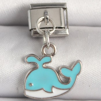 316L Çelik Gümüş Renk Mavi Balina Model Nomination Charm