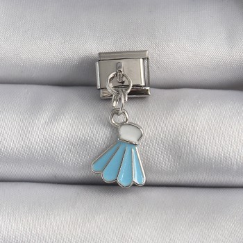 316L Çelik Gümüş Renk Mavi Sallantı Elbise Model Nomination Charm