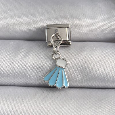 316L Çelik Gümüş Renk Mavi Sallantı Elbise Model Nomination Charm