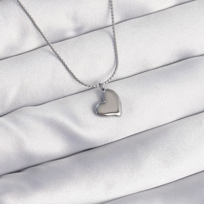 316L Çelik Gümüş Renk Minimal Kalp Tasarımlı Kolye