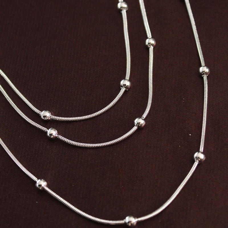 316L Çelik Gümüş Renk Minimal Topçuk Model Çoklu Kolye