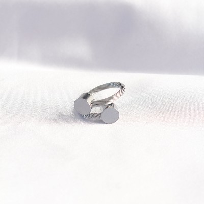 316L Çelik Gümüş Renk Oval Aksesuarlı Burgu Model Bileklik ve Yüzük Kombini