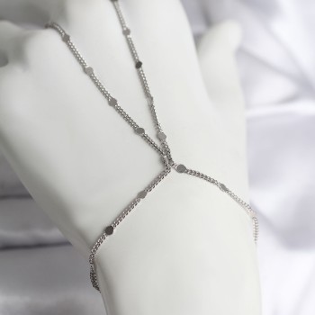 316L Çelik Gümüş Renk Parçalı Ezme Zincir Model Kadın Şahmeran