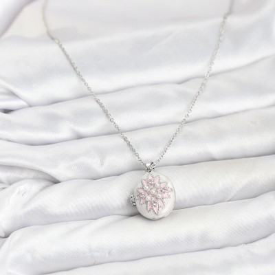 316L Çelik Gümüş Renk Pembe Lotus Model Kadın Küpe