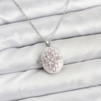 316L Çelik Gümüş Renk Pembe Lotus Model Kadın Küpe