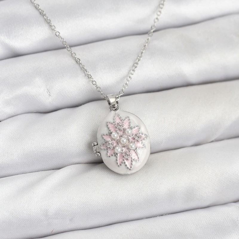 316L Çelik Gümüş Renk Pembe Lotus Model Kadın Küpe