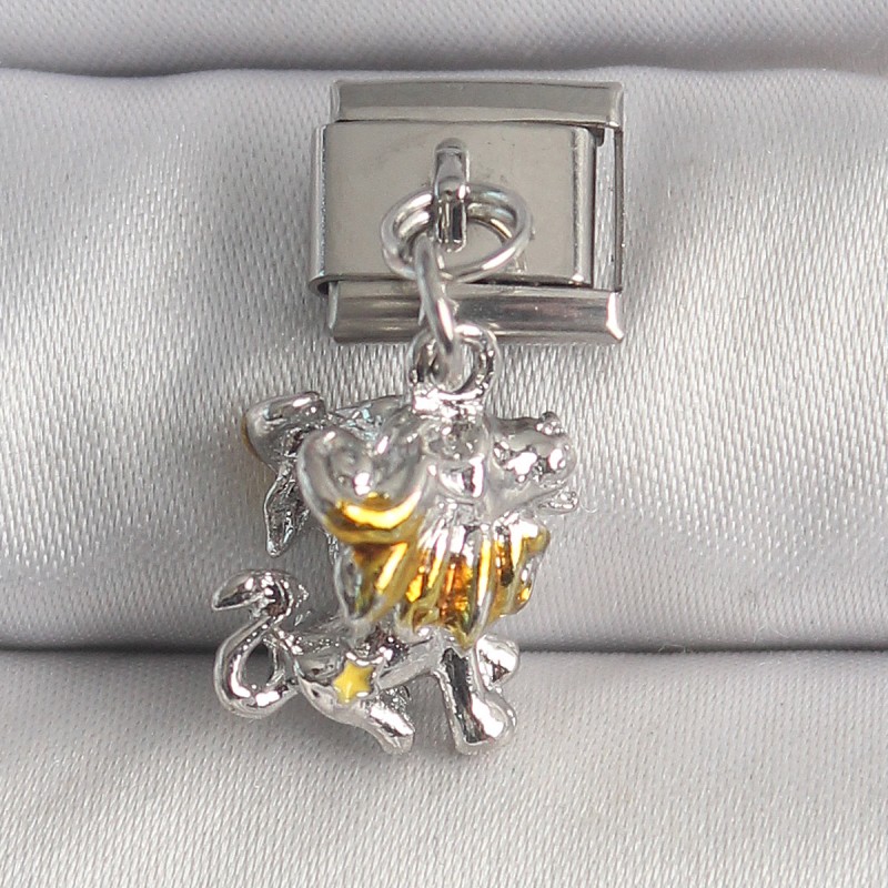 316L Çelik Gümüş Renk Sallantı Aslan Model Nomination Charm