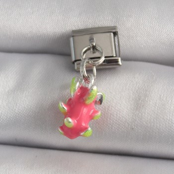 316L Çelik Gümüş Renk Sallantı Ejder Meyvesi Model Nomination Charm