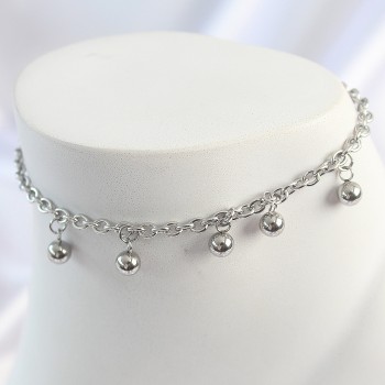 316L Çelik Gümüş Renk Sallantı Topçuk Zincir Model Kadın Halhal