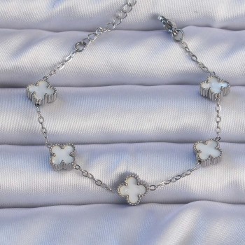 316L Çelik Gümüş Renk Sedefli Baby Boy Yonca Model Bileklik