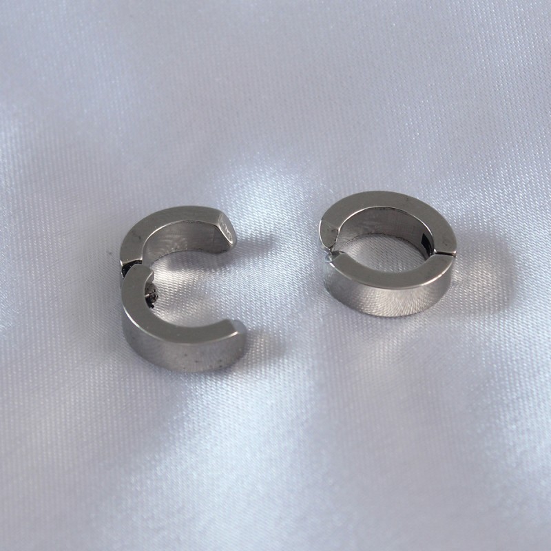 316L Çelik Gümüş Renk Sıkıştırmalı Erkek Küpe