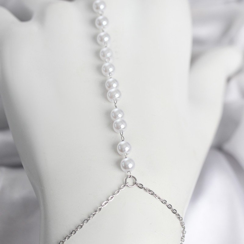 316L Çelik Gümüş Renk Sıralı İncili Model Kadın Şahmeran