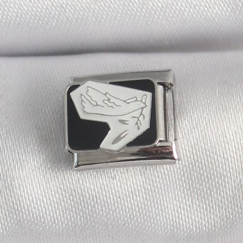 316L Çelik Gümüş Renk Siyah Beyaz Kuş İşlemeli Nomination Charm