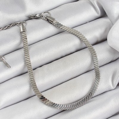316L Çelik Gümüş Renk Yassı Zincir Model Kadın Bileklik