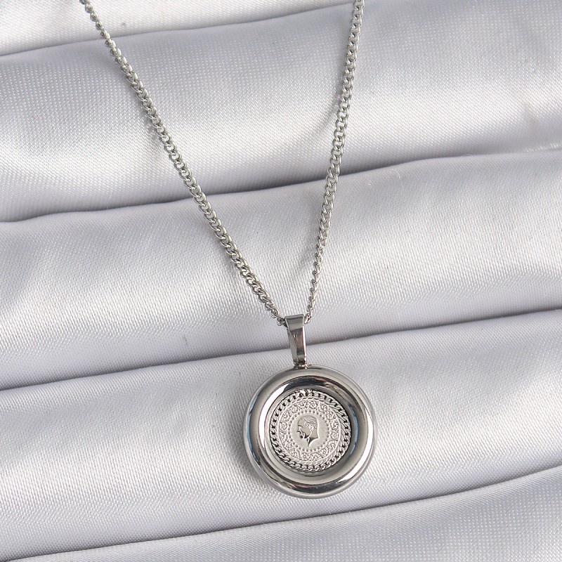 316L Çelik Gümüş Renk Zincir Altın Model Kadın Kolye