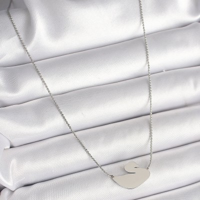 316L Çelik Gümüş Renk Zincir Kuğu Model Kadın Kolye