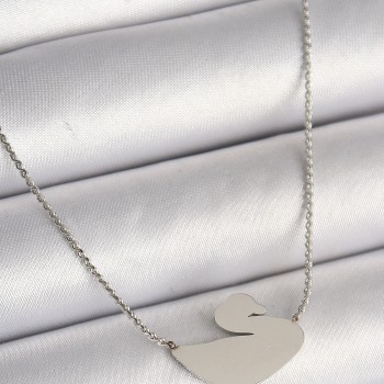 316L Çelik Gümüş Renk Zincir Kuğu Model Kadın Kolye