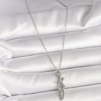 316L Çelik Gümüş Renk Zincir Sarılma Model Kadın Kolye