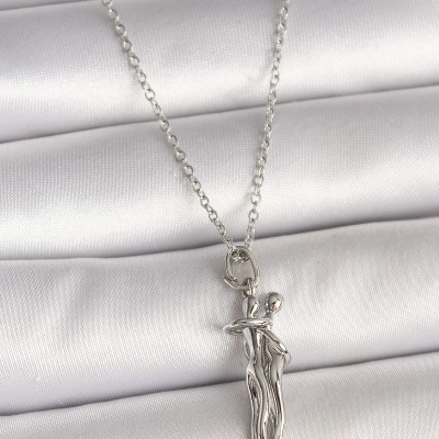 316L Çelik Gümüş Renk Zincir Sarılma Model Kadın Kolye