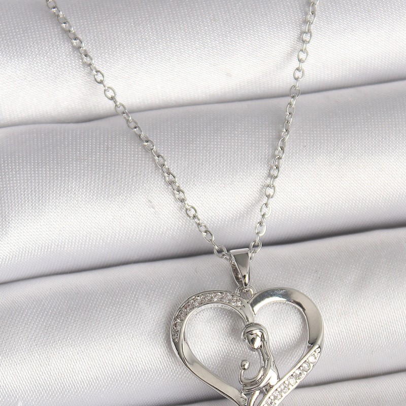 316L Çelik Gümüş Renk Zincir Zirkon Taş Detaylı Kalp Model Kadın Kolye