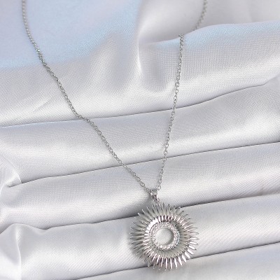 316L Çelik Gümüş Renk Zincir Zirkon Taşlı Nova Yıldız Model Kadın Kolye