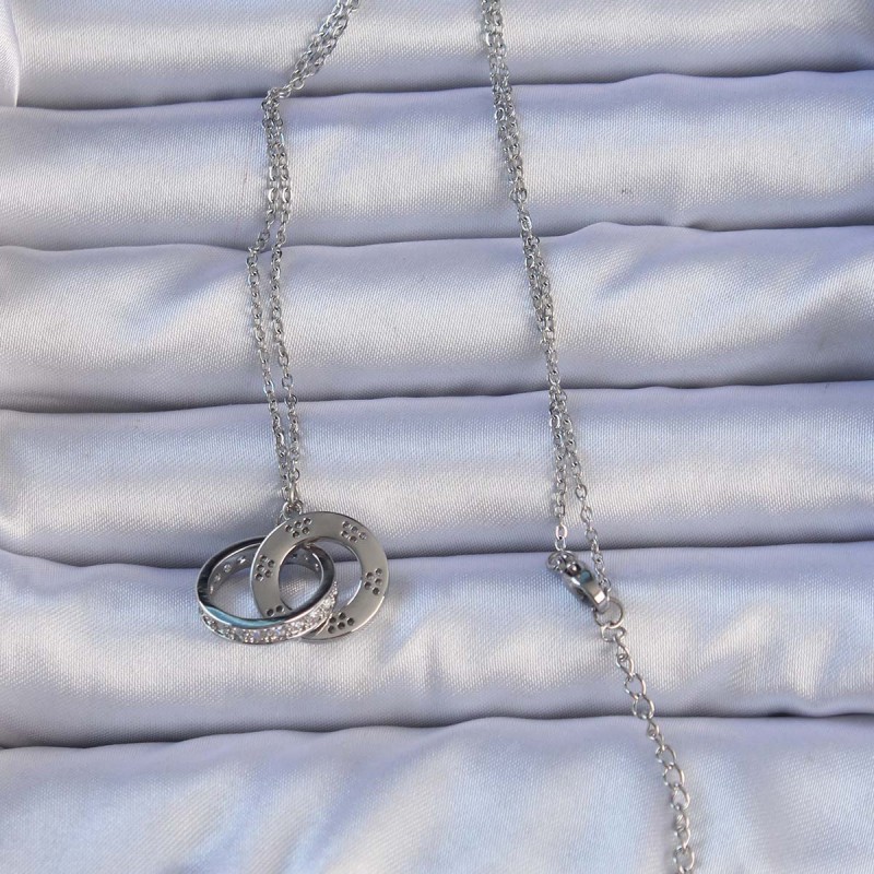 316L Çelik Gümüş Renk Zirkon Taşlı Cartier Kolye