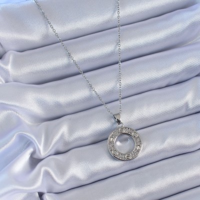 316L Çelik Gümüş Renk Zirkon Taşlı Cartier Model Kadın Kolye