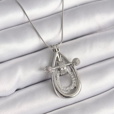 316L Çelik Gümüş Renk Zirkon Taşlı Damla Model Kadın Kolye