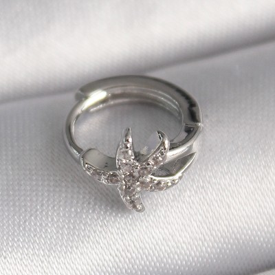 316L Çelik Gümüş Renk Zirkon Taşlı Deniz Yıldızı Model Tragus Piercing