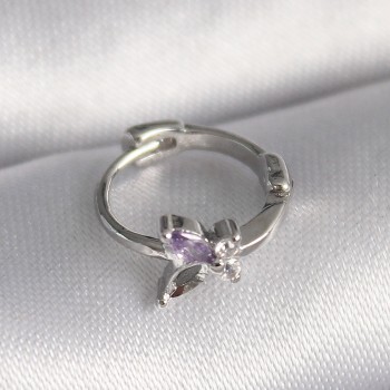 316L Çelik Gümüş Renk Zirkon Taşlı Kelebek Model Tragus Piercing