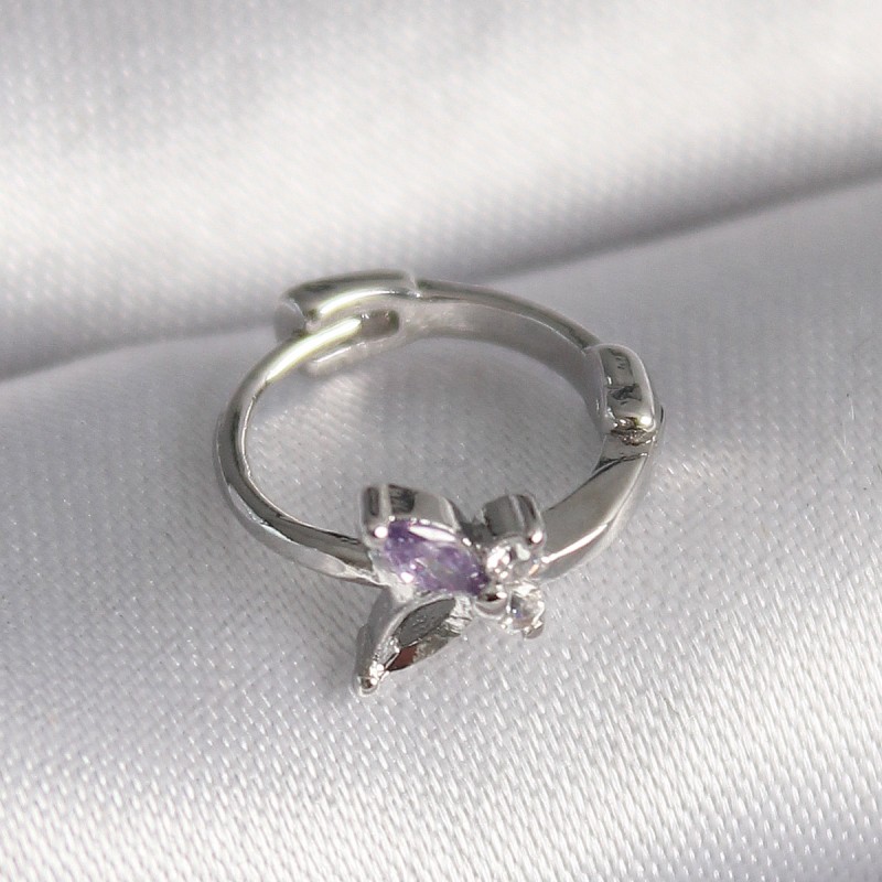 316L Çelik Gümüş Renk Zirkon Taşlı Kelebek Model Tragus Piercing