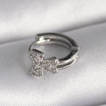 316L Çelik Gümüş Renk Zirkon Taşlı Kurdele Model Tragus Piercing