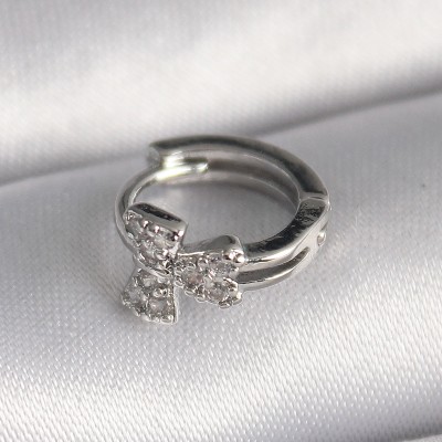 316L Çelik Gümüş Renk Zirkon Taşlı Kurdele Model Tragus Piercing